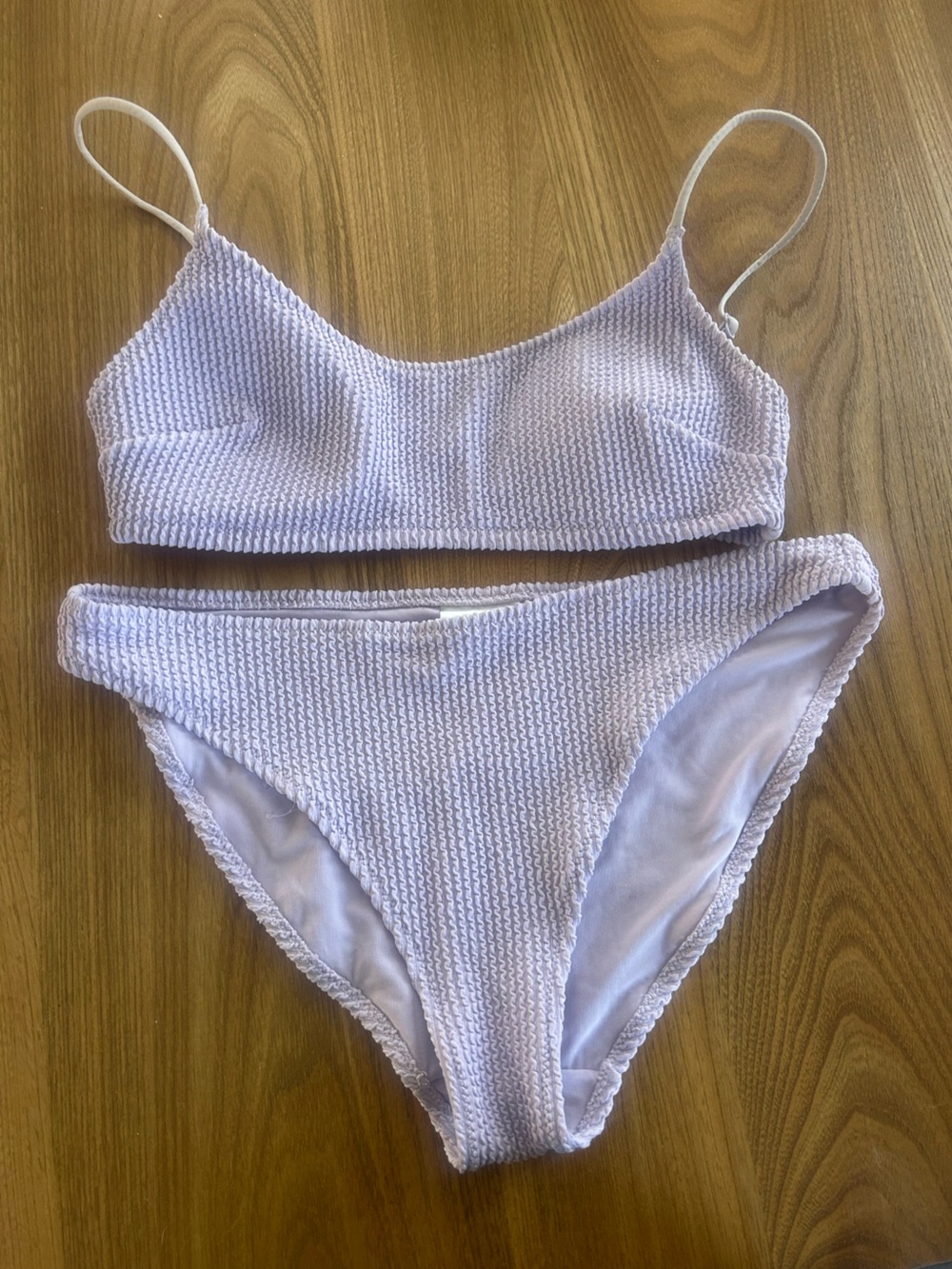 H&M Lilac Textured Two-Piece Bikini Set